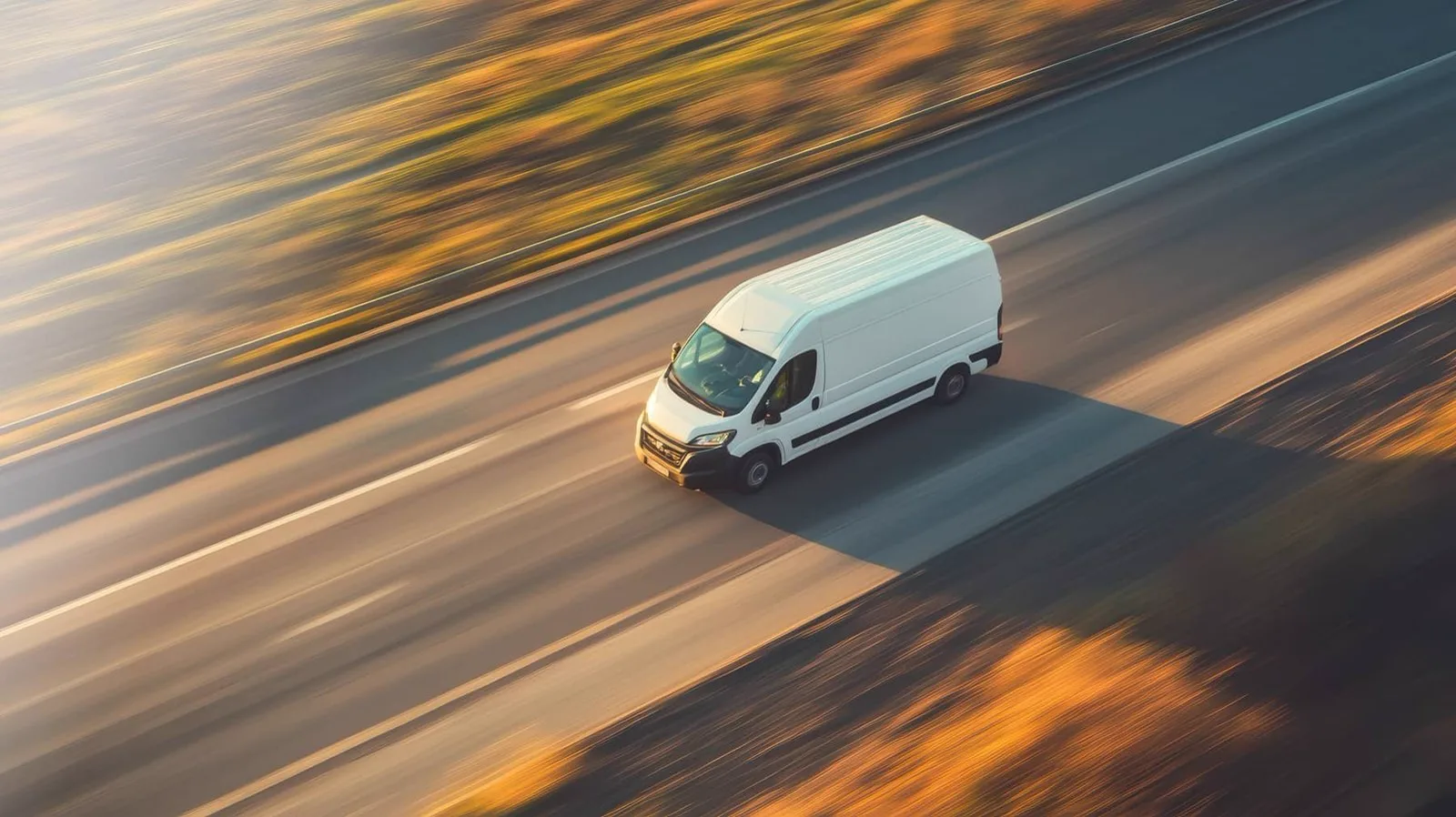 Van at speed on a motorway
